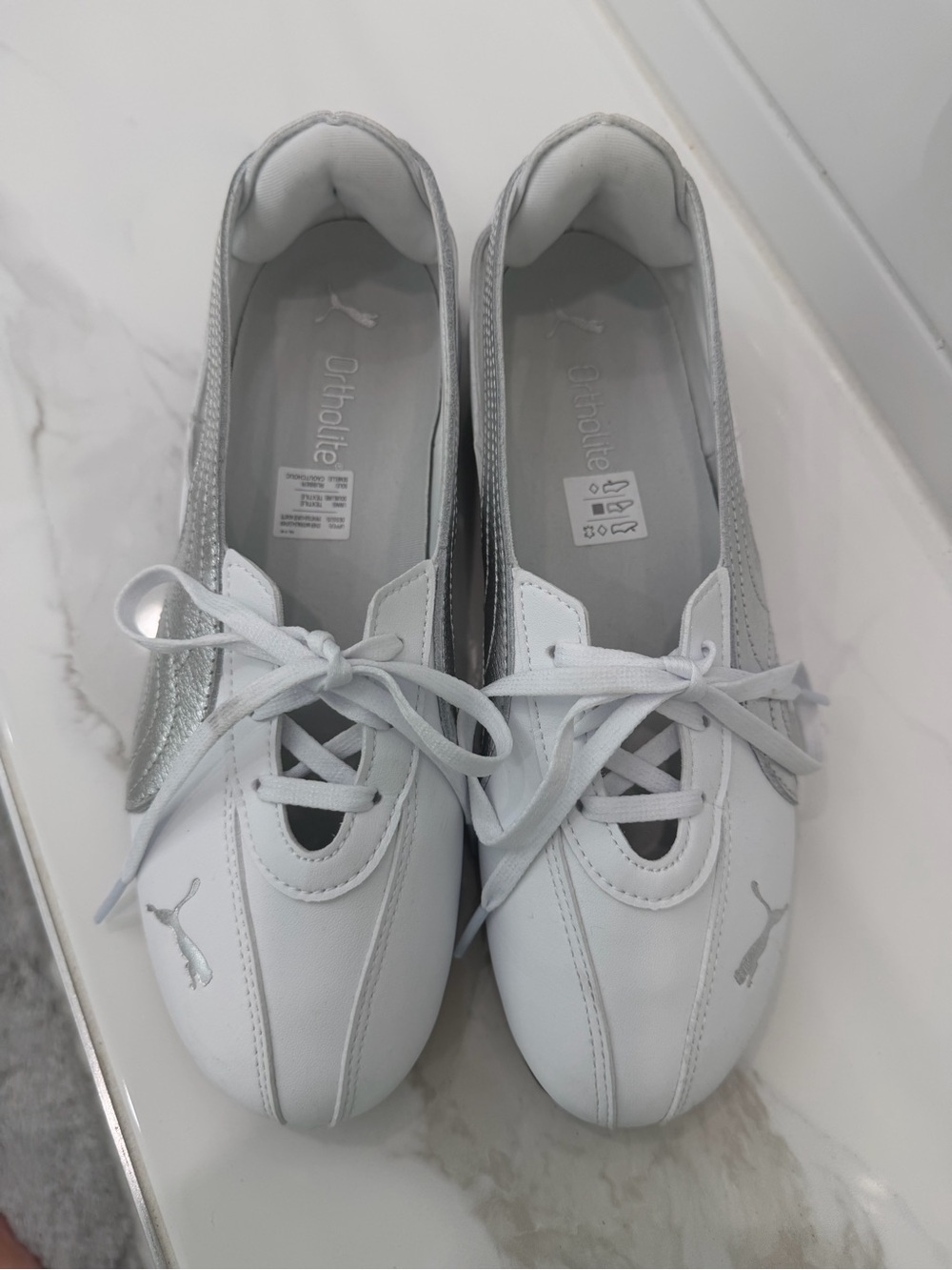 Puma Women’s White & Silver Lace-Up Sneakers Size 9